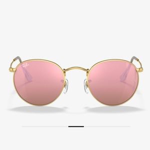 Round Ray-Ban Gold frame with Pink mirrored lenses
